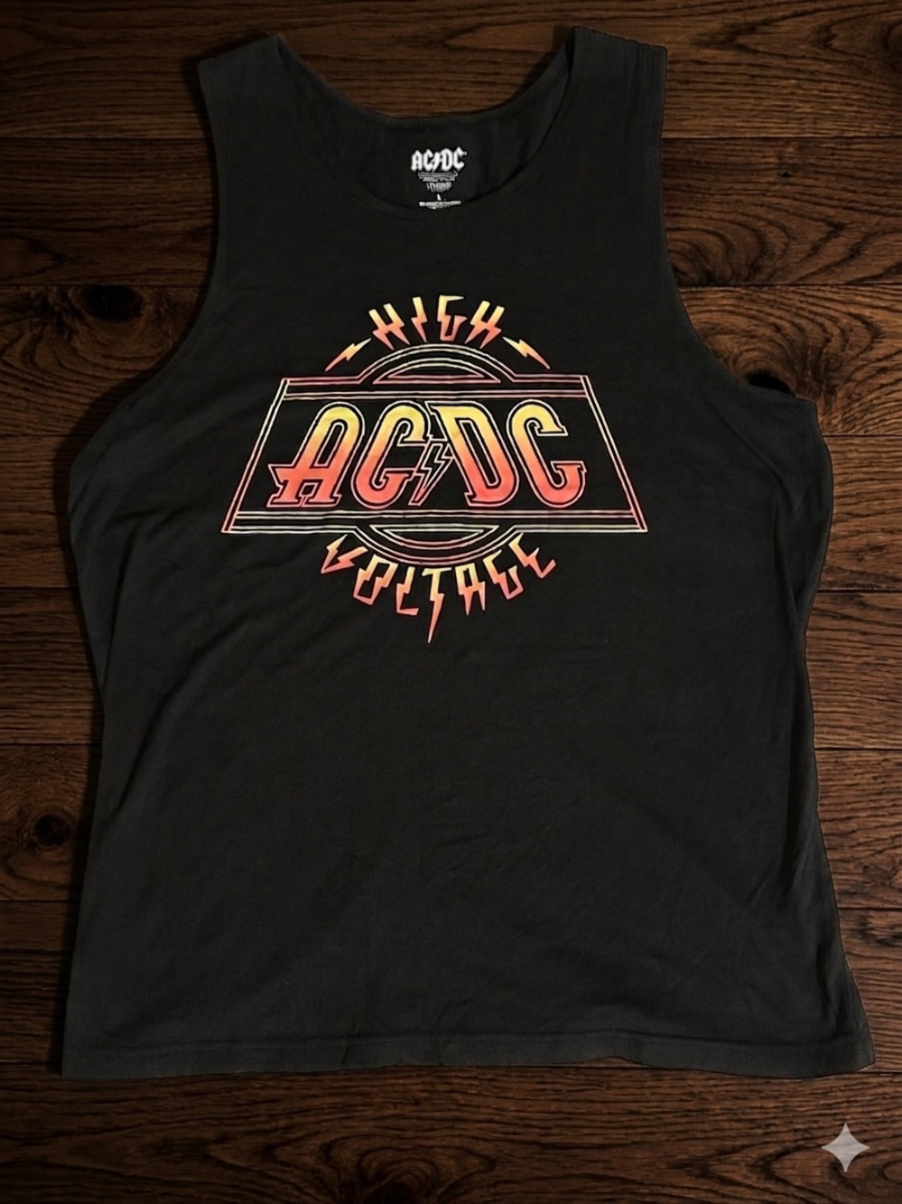 AC/DC Black Tank Top with Yellow and Red Logo